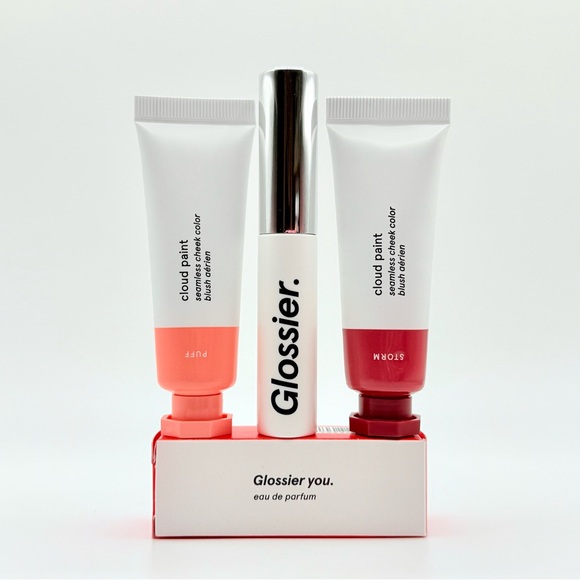 Glossier Other - x4 Glossier Gift Set You EDP Puff Storm Cloud Paint Boy Brow Cream Blush Makeup